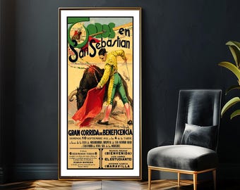 Toros en San Sebastian Gran Corrida de Beneficencia: Vintage Spain Travel Art