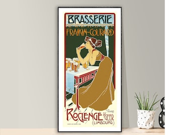 Brasserie Fraikin Courard Vintage Food&Drink Poster  - Poster Paper or Canvas Print / Gift Idea / Wall Decor