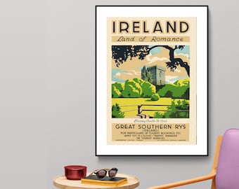 Reisposter Ierland: vintage Blarney Castle-kunstafdruk