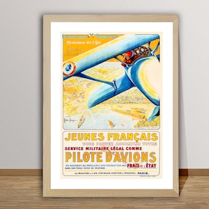Jeune Français, Service Militaire legal Comme Pilote d&#39;Avions Vintage Poster - Posterpapier oder Leinwanddruck / Geschenkidee / Wanddekoration