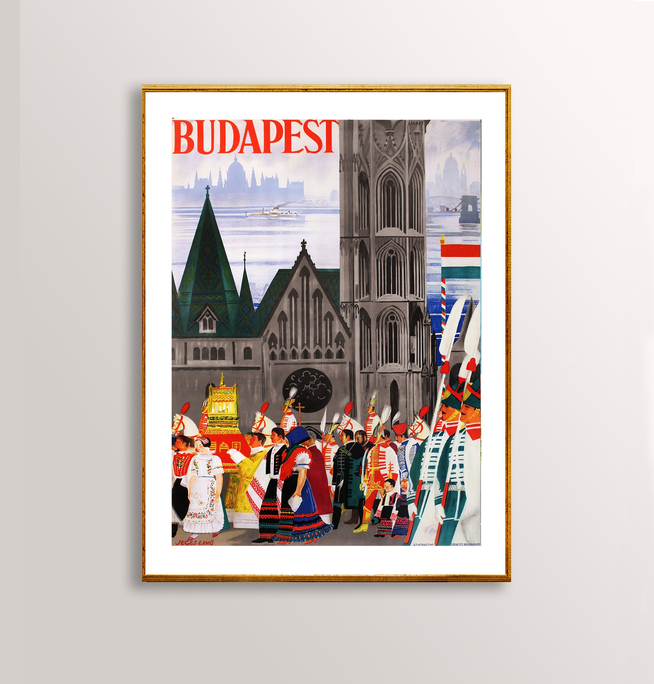 Hungary Hungarian Budapest Cathedral Europe Vintage Travel Advertisement Poster 