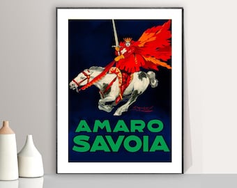 Impresión artística vintage del anuncio de Amaro Savoia: reproducción de una obra de arte retro, decoración de pared con fines decorativos.