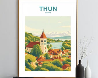 Thun, Suisse Travel Poster: Travel Art Print