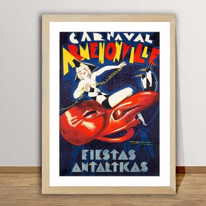 Cartel de viaje vintage Carnaval Armenonville Fiestas Antartkas - Póster de entretenimiento vintage / Idea de regalo / Decoración de pared