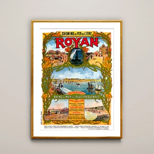 Royan, Pontaillac Royan France Poster di viaggio vintage - Carta poster o stampa su tela / Idea regalo / Decorazione da parete