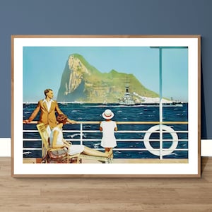 Póster de viaje vintage de Gibraltar - Papel de póster o impresión de lienzo / Idea de regalo