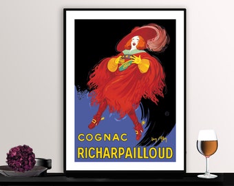 Cognac Richarpailloud Vintage Food&Drink Poster - Cognac Lovers, Beverages Art, Cognac Lovers Gift, Lovely Bar Decor Ideas