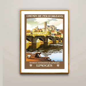 Limoges, France Vintage Travel Poster - Poster Print or Canvas Print / Gift Idea / Wall Decor