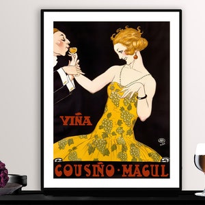 Vina Cousino Magul Vintage Food&Drink Poster by Rene Vincent - Poster Paper or Canvas Print / Gift Idea