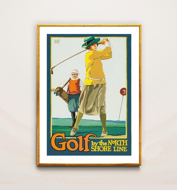 Golf by the North Shore Line Vintage Golf Poster - Sport Print - Etsy