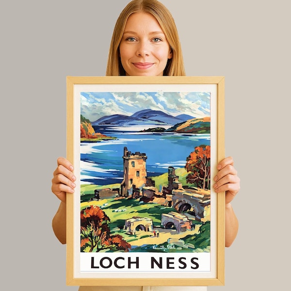 Loch Ness Skottland Vintage Reseposter - Väggkonsttryck