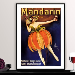 Le Mandarin, Granges Fraiches Vintage Food&Drink Poster - Poster Paper or Canvas Giclee Print / Gift Idea / Wall Decor