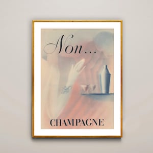 Non Champagne Vintage Food&Drink Poster - Beverage Art, Sparkling Wine Poster / Gift Idea