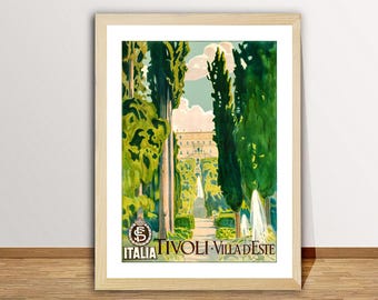 Póster de viaje vintage de Tivoli Villa d'Este, Italia