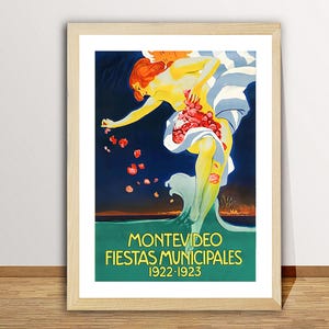 Montevideo Fiestas Municipales, Uruguay Vintage Travel Poster - Montevideo Travel Memories / Gift Idea / Wall Decor