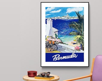 Bermuda Vintage Travel Poster  - Poster Paper or Canvas Print / Gift Idea / Wall Decor