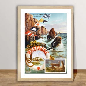 Bretagne Vintage Reiseplakat - Reiseerinnerungen / Geschenkidee / Wanddeko
