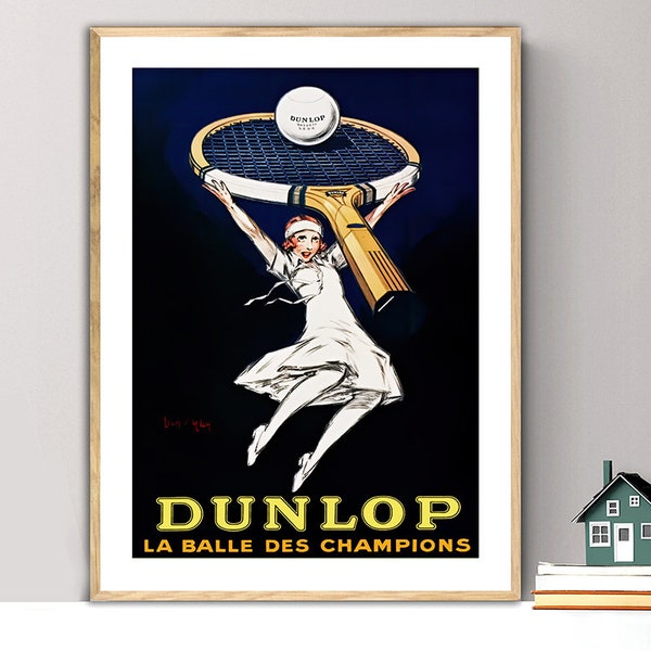 Tennis Sport Print, La Balle des Champions Tennis Vintage Sport Poster - Artwork for Tennis Lovers / Gift Idea