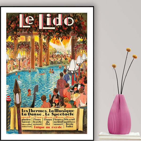 Le Lido, France Vintage Travel Poster - Poster Paper,  Canvas Print / Gift Idea / Wall Decor