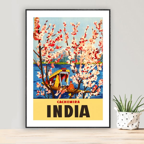 India Cachemira Vintage Travel Poster - Poster Paper or Canvas Print / Gift Idea