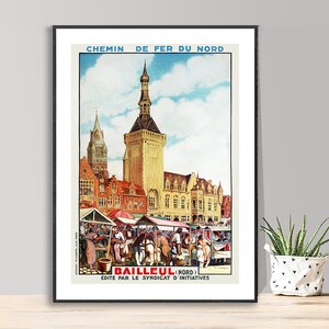 Bailleul Nord, France Vintage Travel Poster - Poster Paper or Canvas Print / Gift Idea