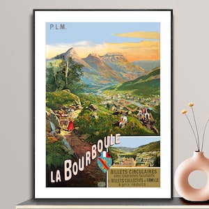 La Bourboule, França Poster de viagens vintage - papel de pôster ou impressão em tela / ideia para presente
