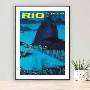 Rio de Janerio, Brazil Vintage Travel Poster - Poster Paper or Canvas Print / Gift Idea / Wall Decor