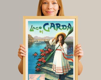 Lago di Garda Vintage Travel Poster: Italy Wall Decor
