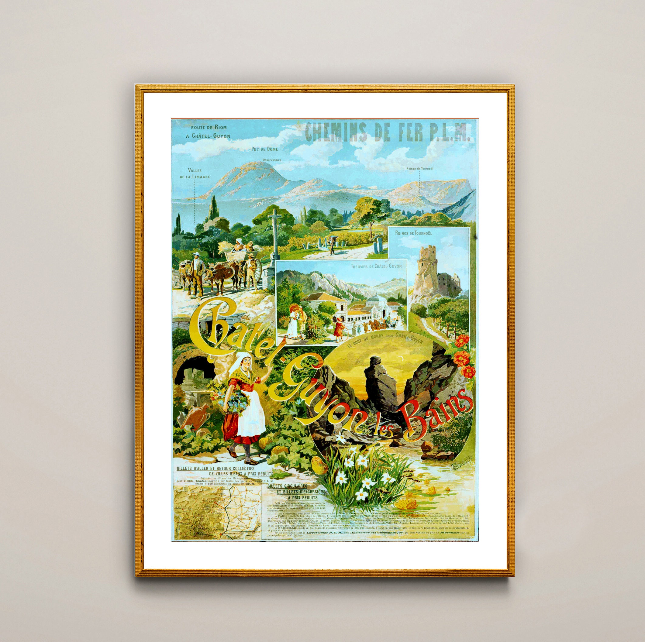 Chatel Guyon Les Bains, France Vintage Travel Poster - Poster Print or Canvas Print / Gift Idea / Wall Decor