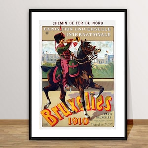Bruxelles Exposition Universelle Internationale, 1910  Vintage Travel Poster - Retro Exposition Print / Gift Idea / Wall Decor