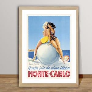 Quelle Joie de Vivre l'ete a Monte Carlo, Cartel de viaje de Francia - Impresión de arte de viaje / Idea de regalo / Decoración de pared