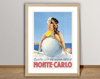 Monte Carlo Vintage Travel Poster: France Riviera Art Print