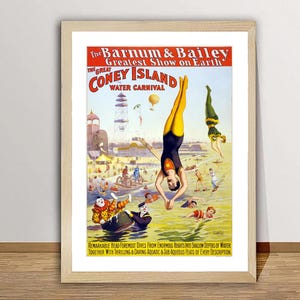 The Great Coney Island, Water Carnival Vintage Travel Poster - Travel Memories / Gift Idea / Wall Decor
