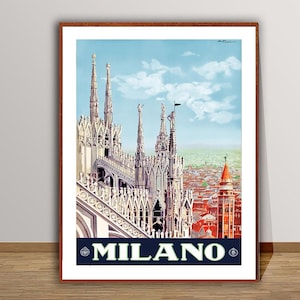 Milano Italy Vintage Travel Poster - Travel Art Prints / Gift Idea / Wall Decor