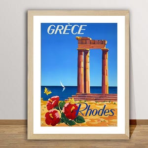 Grece Rhodes Vintage Travel Poster  - Travel Art Print / Gift Idea / Wall Decor