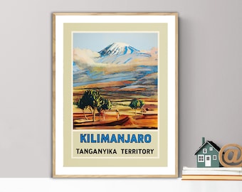 Kilimanjaro Tanganyika Territory Vintage Travel Poster - Poster Papier of Canvas Print / Gift Idea / Wall Decor