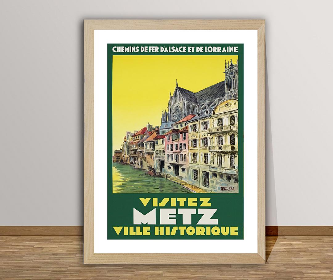 Visitez Metz Ville Historique, France Vintage Travel Poster - Poster Paper or Canvas Print / Gift Idea