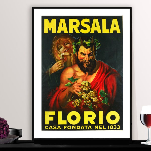 Marsala Florio Vintage Food&Drink Poster - Poster auf Papier oder Leinwand / Geschenkidee / Wanddeko