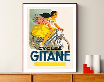 Cycles Gitane Vintage Bicycle Poster - Retro Artwork, Sport Poster, Gift Idea, Wall Decor