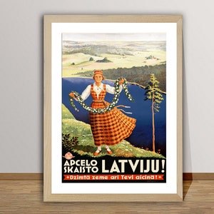 Apcelo Skaisto Latviju,Jugoslavija Vintage Travel Poster - Retro Wall Art / Gift Idea / Wall Decor