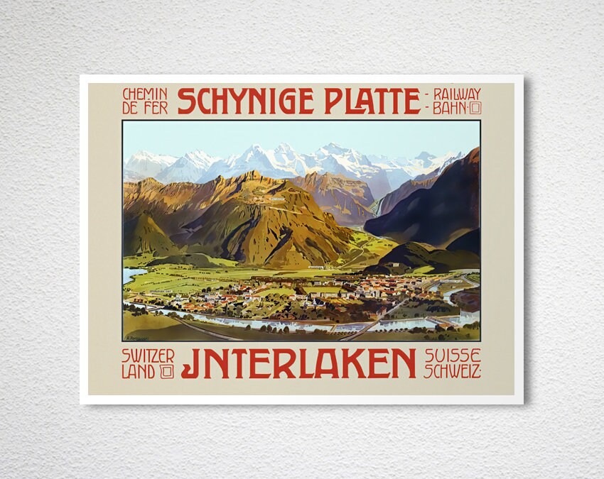 Interlaken Switzerland 1936 Schynige Platte Vintage Poster Print Retro Travel 