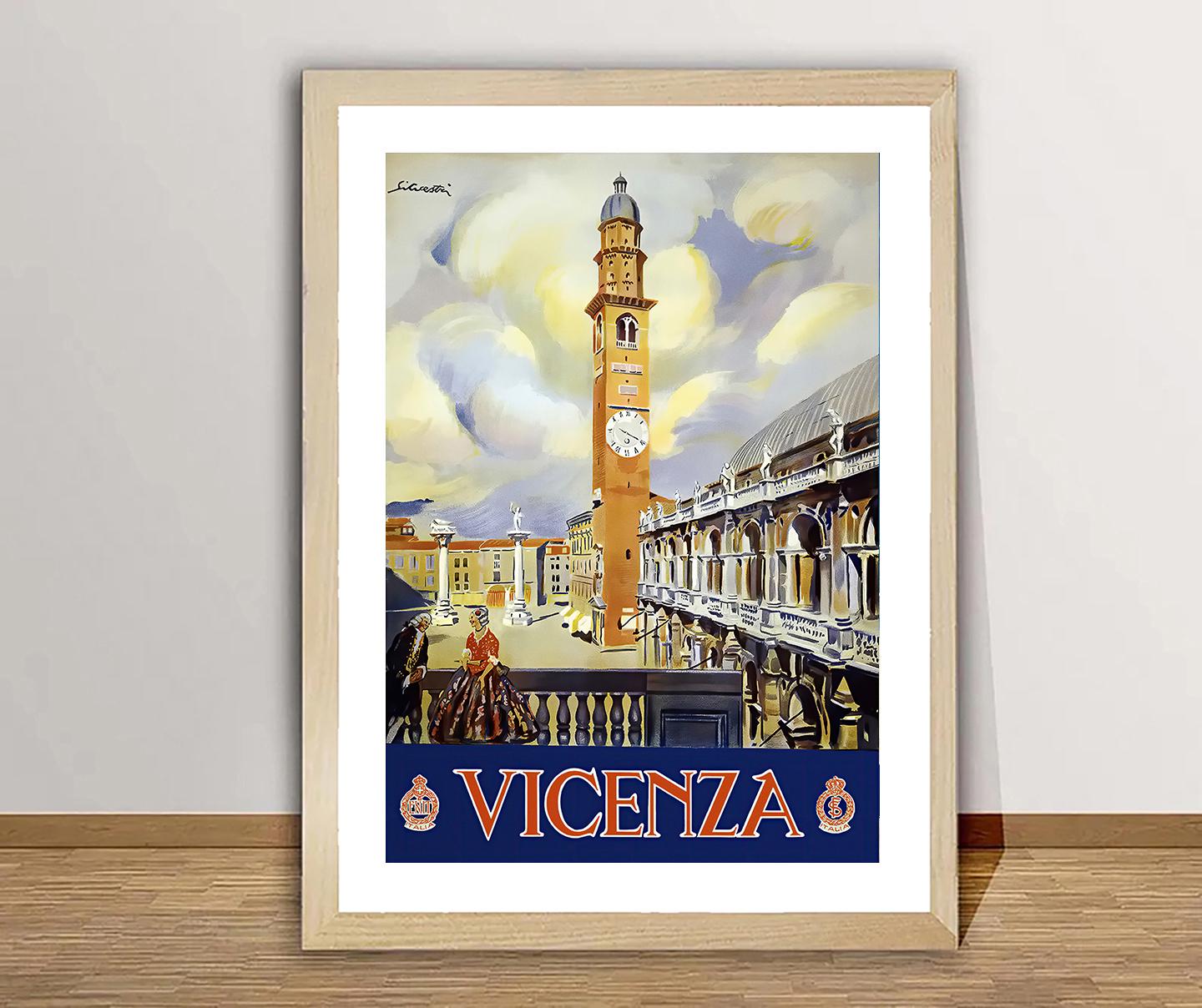 Vicenza Basilica Palladiana, Italy  Vintage Travel Poster - Poster Paper or Canvas Print / Gift Idea / Wall Decor