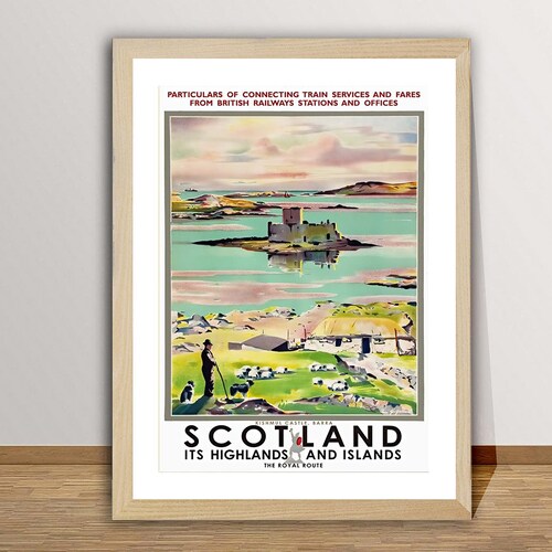 Poster vintage de voyage en Écosse - Highlands et îles Impression artistique