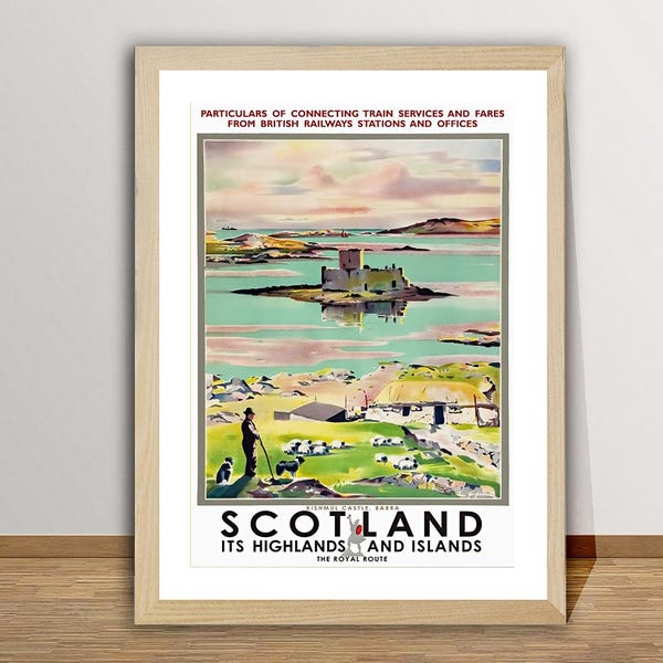 Vintage Skottland reseposter - Högländerna och öarna konsttryck