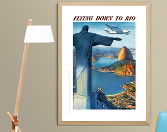 Rio de Janerio, Brazil Vintage Travel Poster - Poster Paper or Canvas Print / Gift Idea / Wall Decor