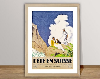 Poster de voyage vintage L'ete en Suisse : impression d'art du tourisme suisse