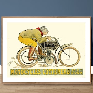 Motocycles Cottereau Vintage Bicycle Poster - Poster Print or Canvas Print / Gift Idea / Wall Decor