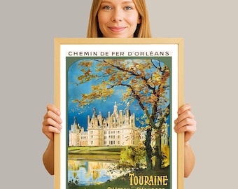 Chateau de Chambord, Touraine Vintage Travel Poster: France Wall Art