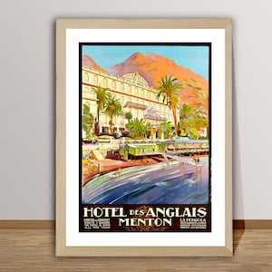 Hotel des Anglais Menton,France Vintage Travel Poster - Poster Paper or Canvas Print / Gift Idea / Wall Decor
