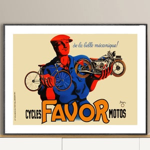 Impresión artística publicitaria de bicicletas vintage: reproducción de una obra de arte de bicicletas vintage, decoración de pared con fines decorativos.